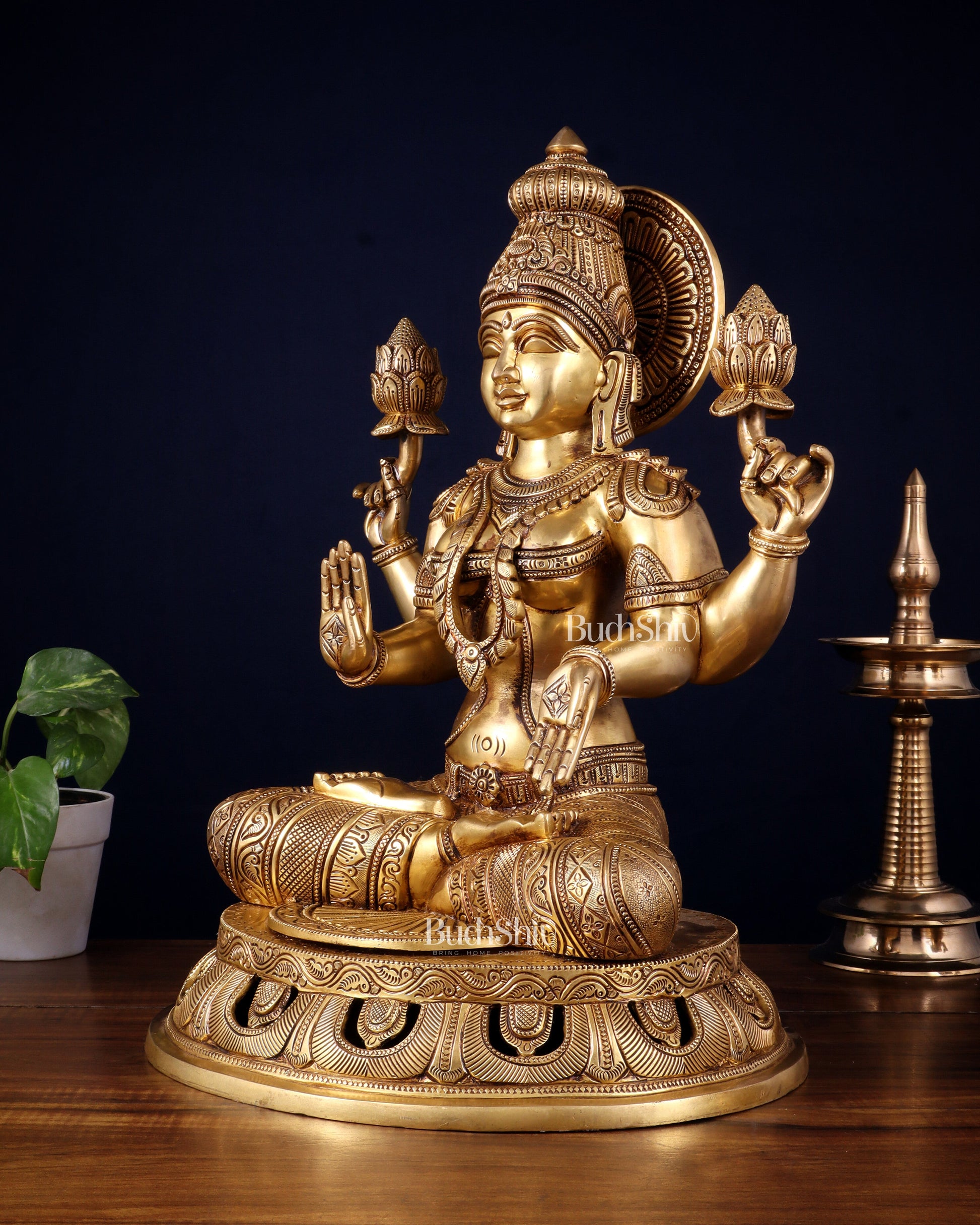 Pure Brass Superfine Lakshmi Statue – 17.5"