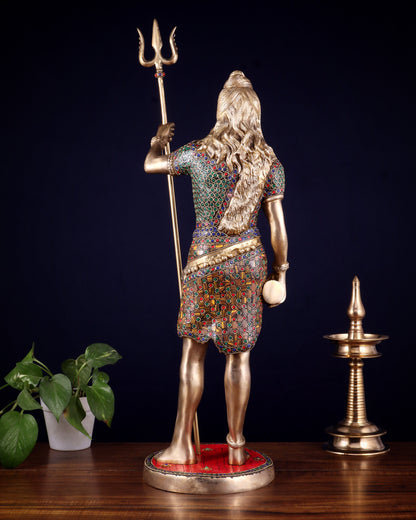 Brass Standing Shiva Statue – meenakari Stonework | 26"