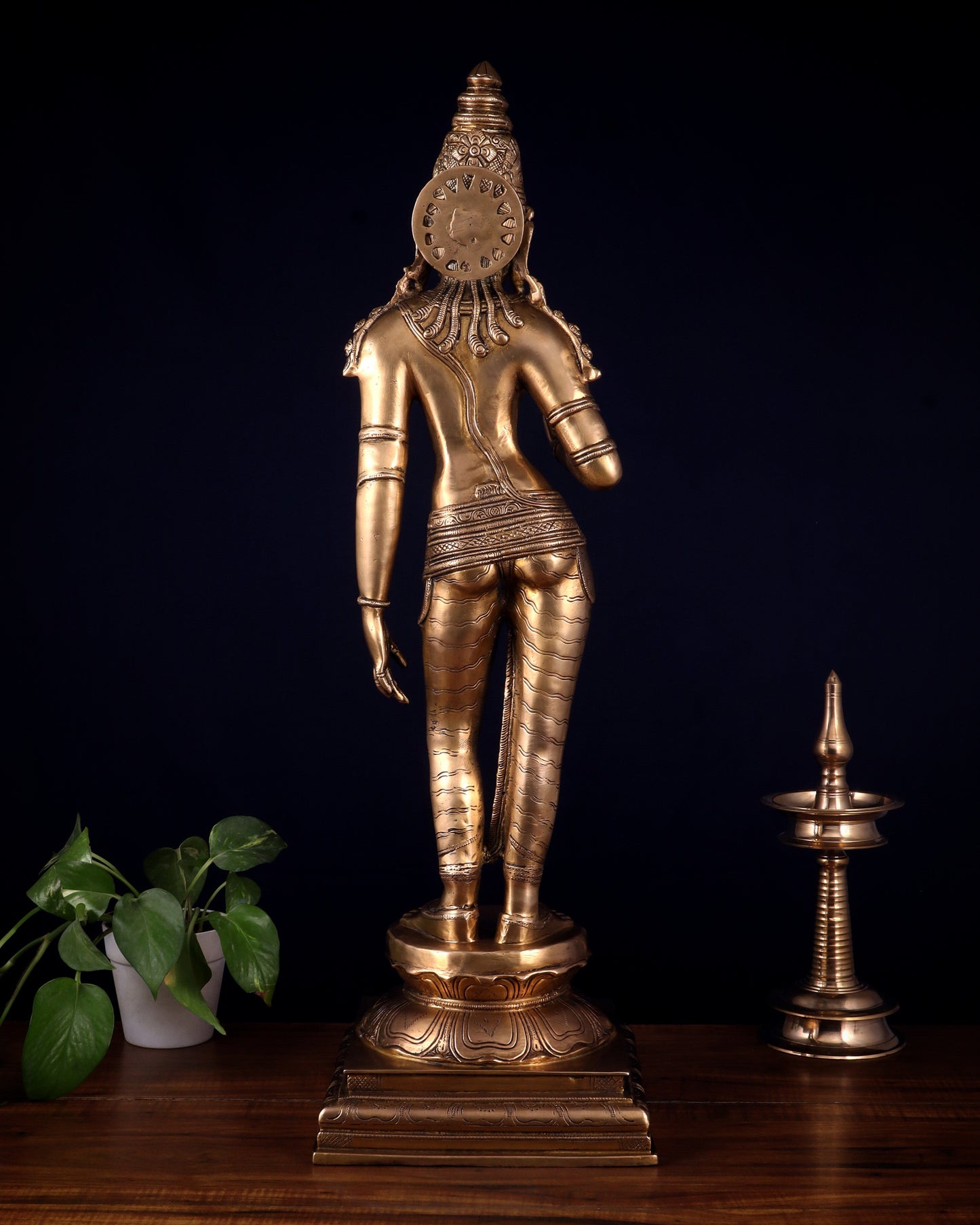 Brass Bhoga Shakti Uma Parvati Standing Sculpture – 27" Height