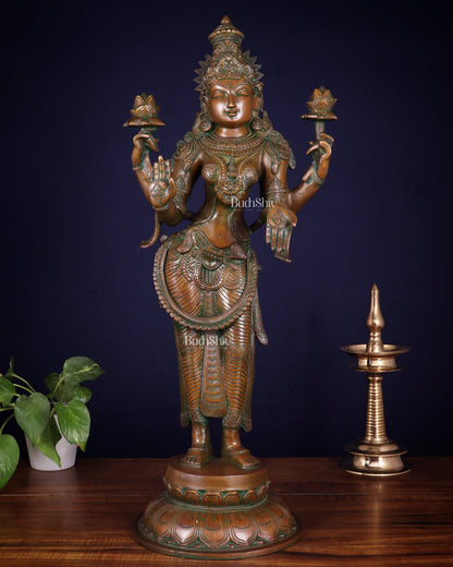 Brass Standing Lakshmi Statue – 24.5” chola bronze layer