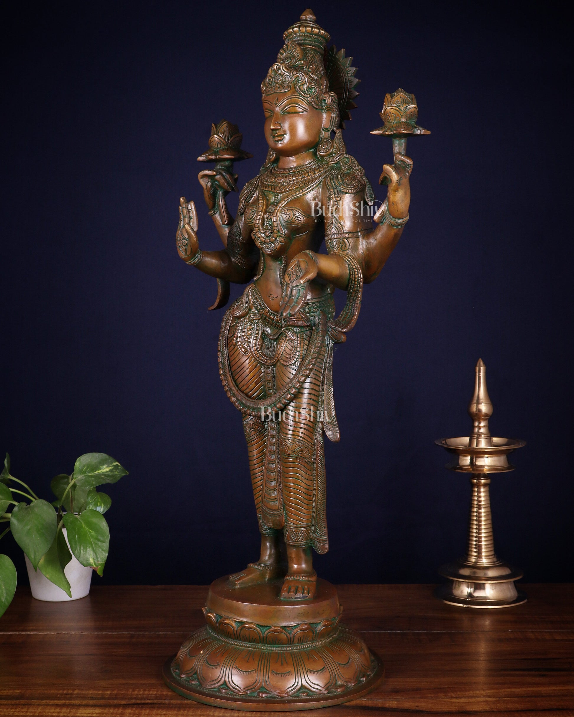 Brass Standing Lakshmi Statue – 24.5” chola bronze layer