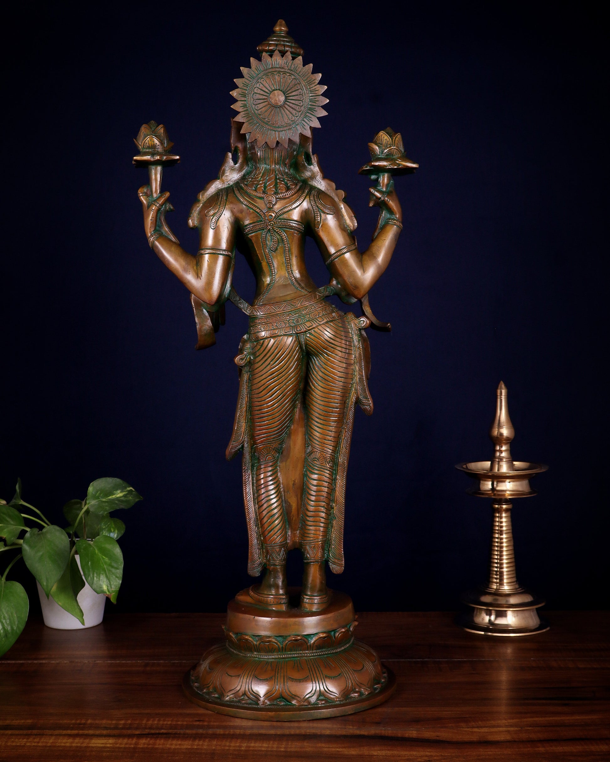 Brass Standing Lakshmi Statue – 24.5” chola bronze layer