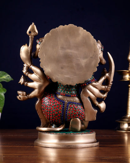 Brass Superfine Panchmukhi Hanuman 11 " with stonework