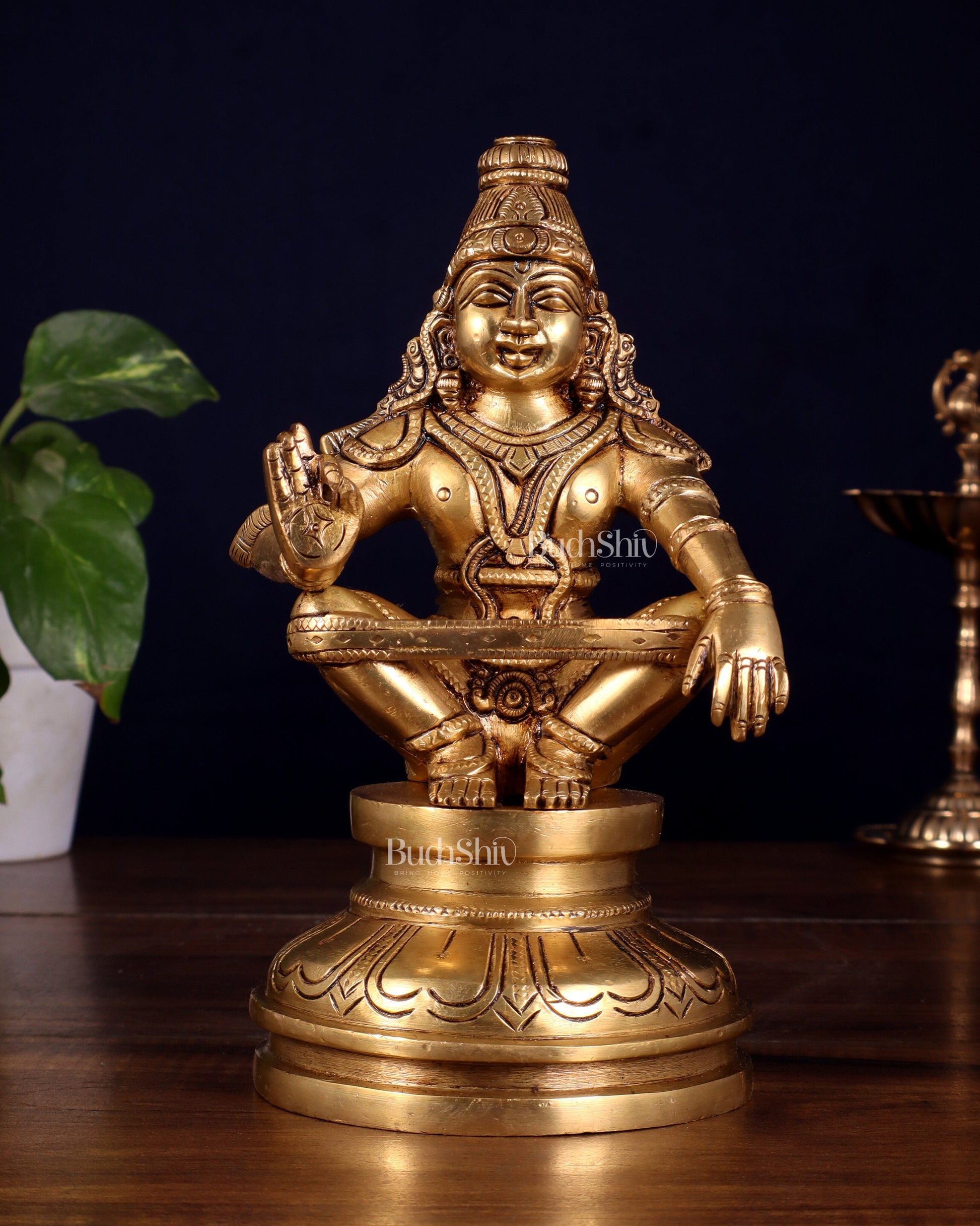 Brass Ayyappan Statue 8.5" antique finish