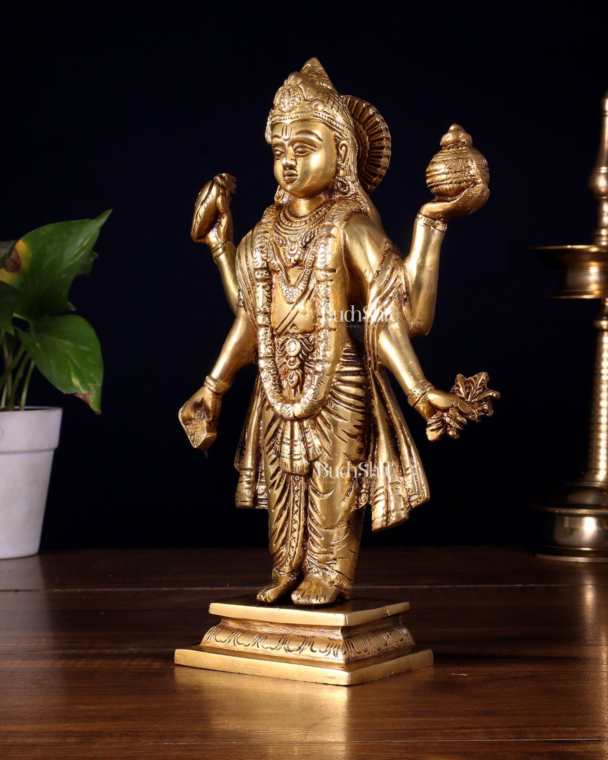 Handcrafted Brass Statue of Lord Dhanvantari, the God of Ayurveda | 10"