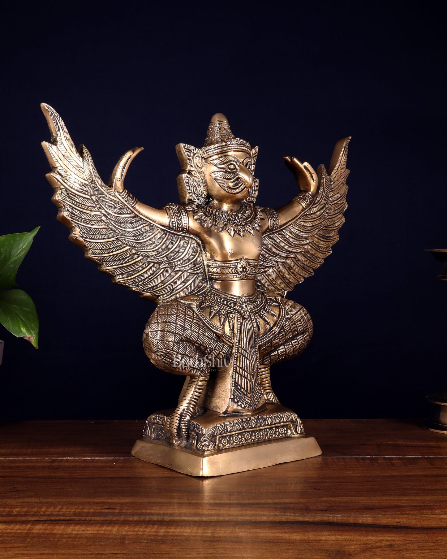 Majestic Pure Brass thai Garuda with Open Wings – 14" | Sacred Home Centerpiece