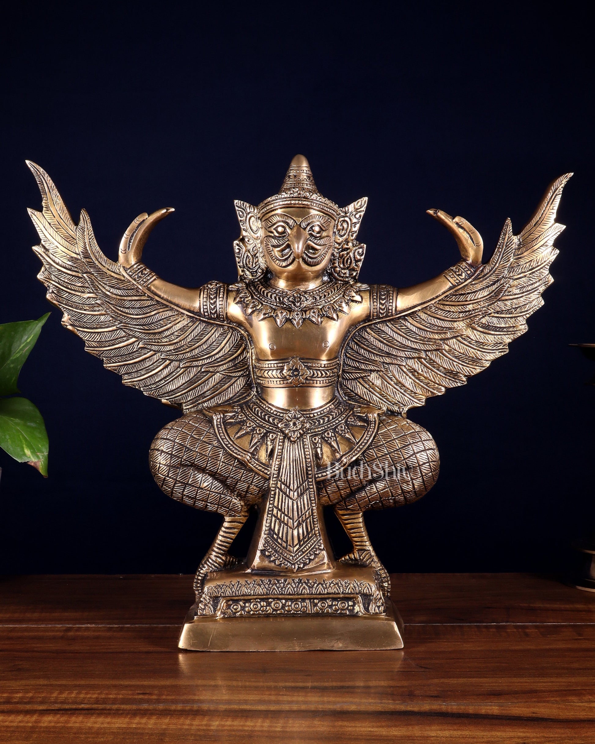 Majestic Pure Brass thai Garuda with Open Wings – 14" | Sacred Home Centerpiece