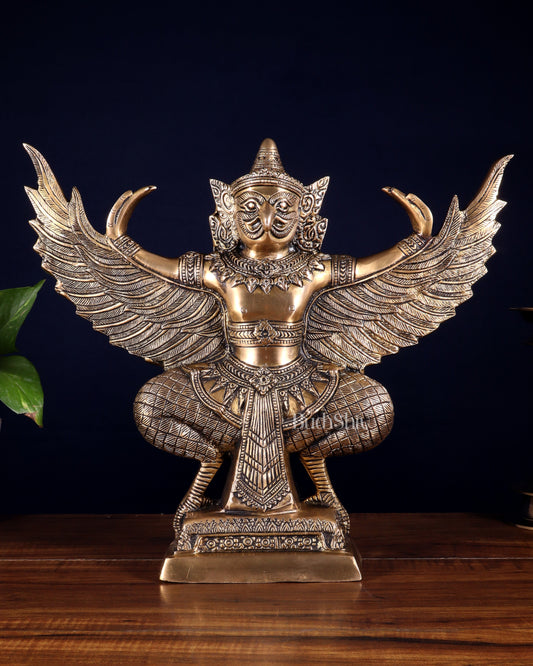 Majestic Pure Brass thai Garuda with Open Wings – 14" | Sacred Home Centerpiece