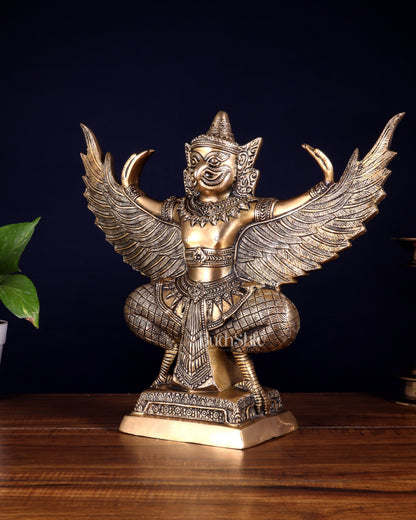 Majestic Pure Brass thai Garuda with Open Wings – 14" | Sacred Home Centerpiece