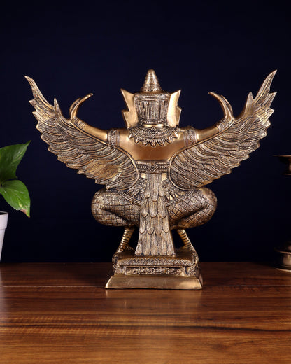 Majestic Pure Brass thai Garuda with Open Wings – 14" | Sacred Home Centerpiece