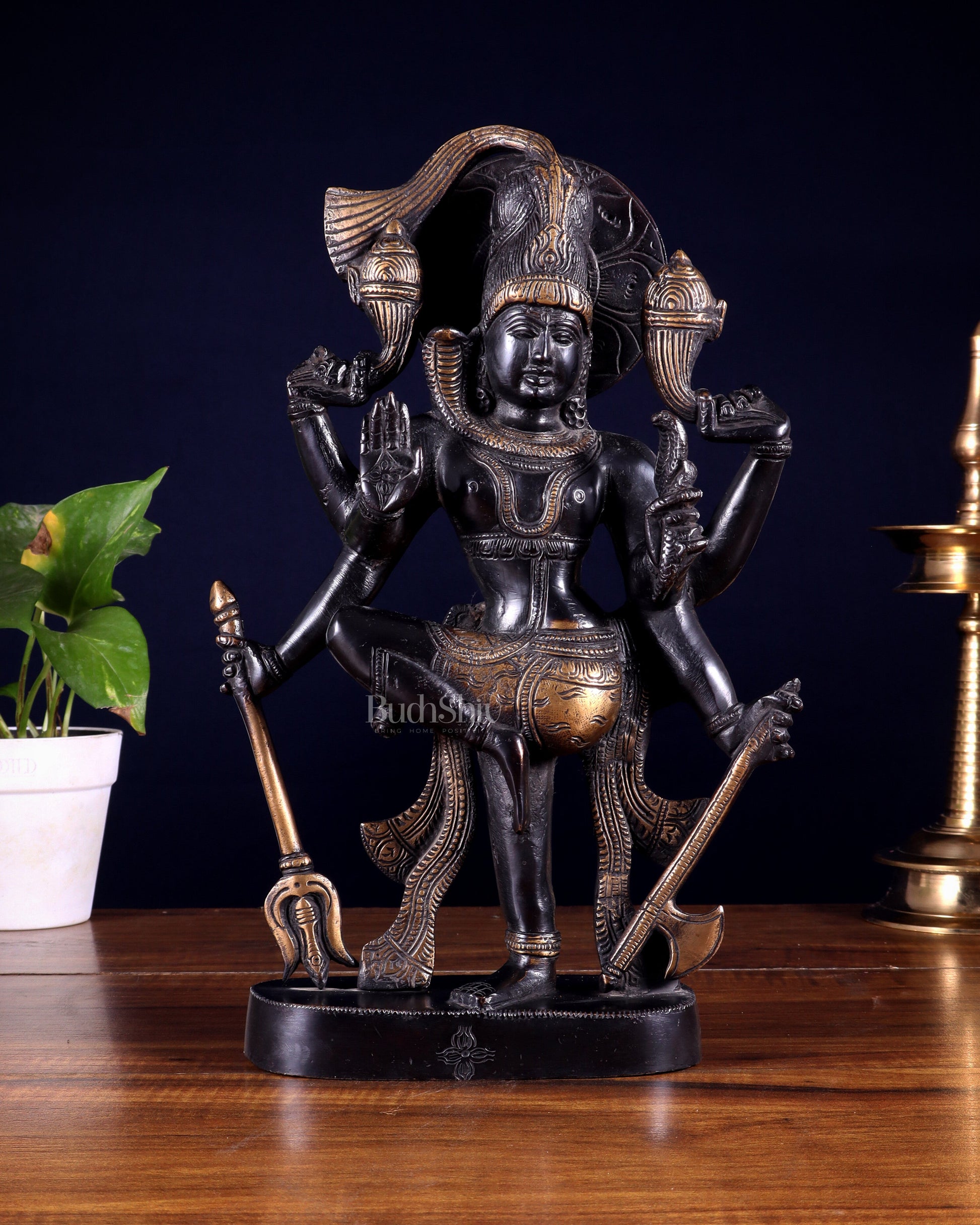 Pure Brass Handcrafted veer bhadra swamy Lord Shiva with 6 Arms - 13 inch