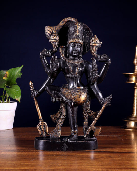 Pure Brass Handcrafted veer bhadra swamy Lord Shiva with 6 Arms - 13 inch