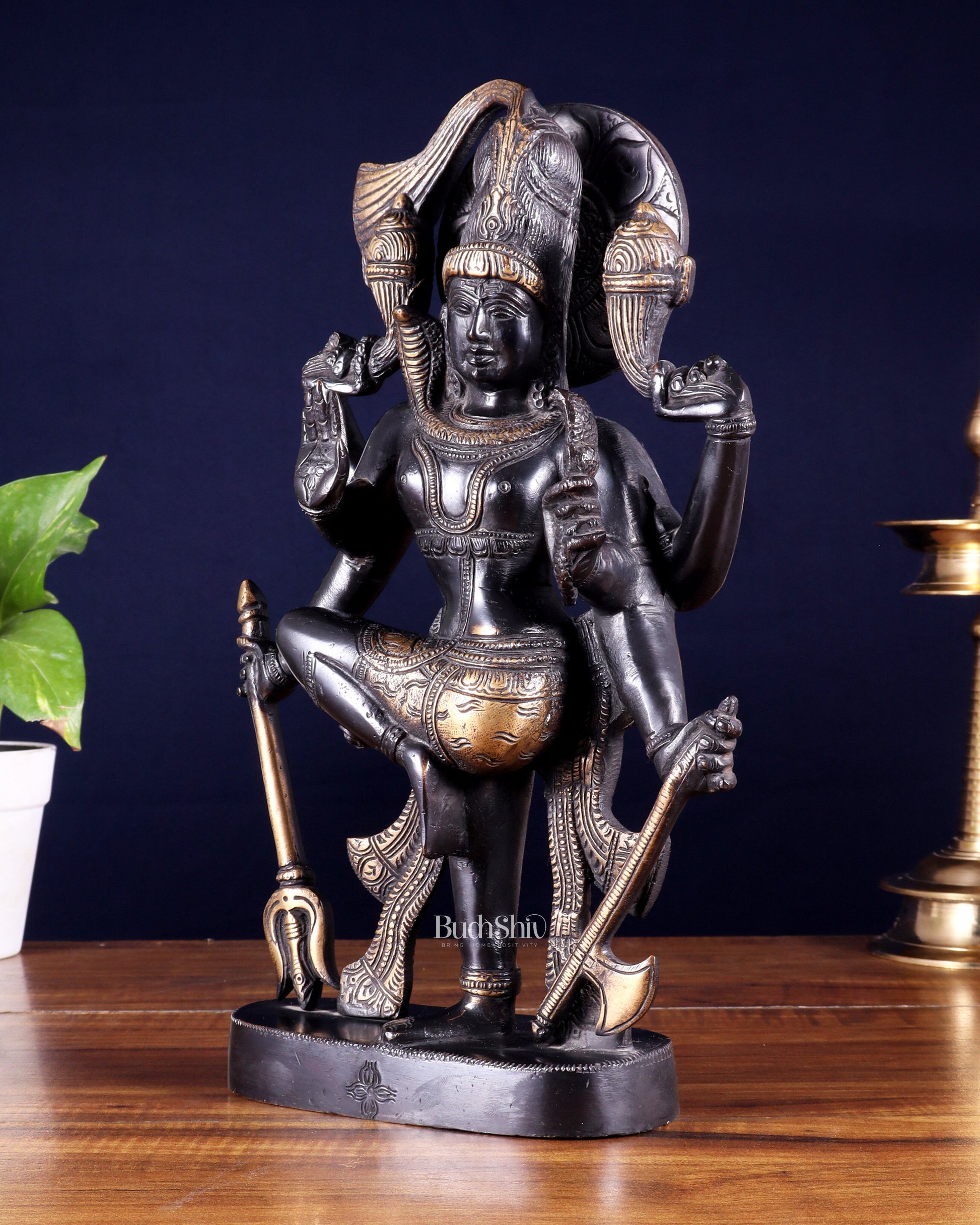 Pure Brass Handcrafted veer bhadra swamy Lord Shiva with 6 Arms - 13 inch