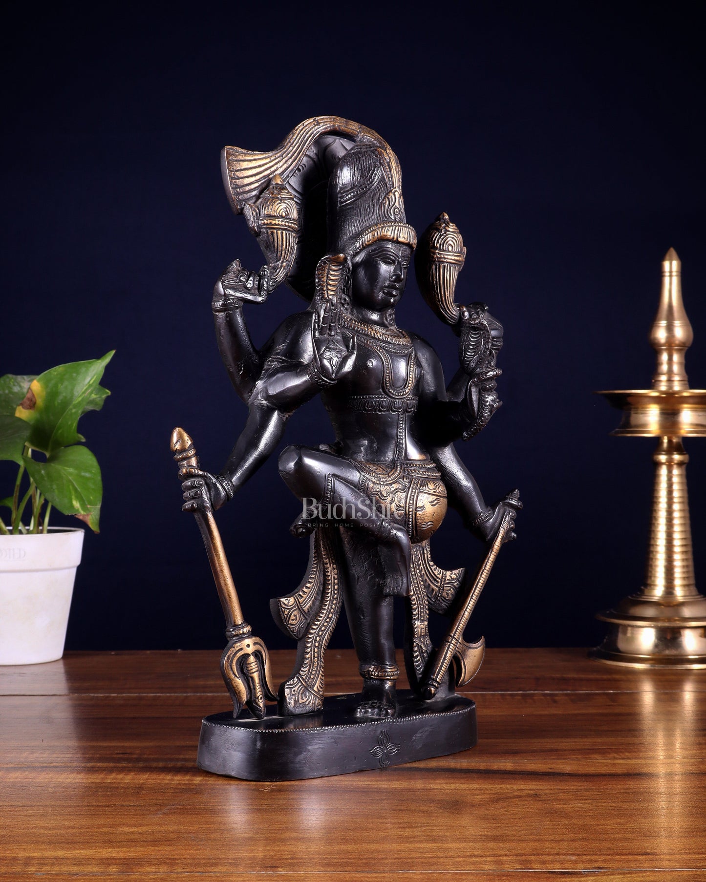 Pure Brass Handcrafted veer bhadra swamy Lord Shiva with 6 Arms - 13 inch