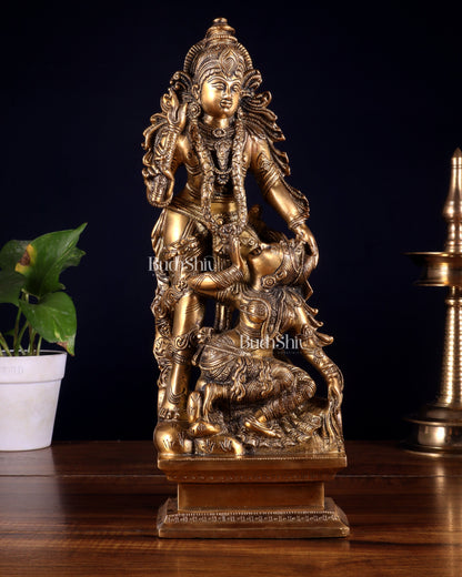 Pure Brass Kamadev and Rati Idol | 13 Inch Height | Vintage Brass Finish