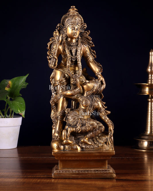 Pure Brass Kamadev and Rati Idol | 13 Inch Height | Vintage Brass Finish