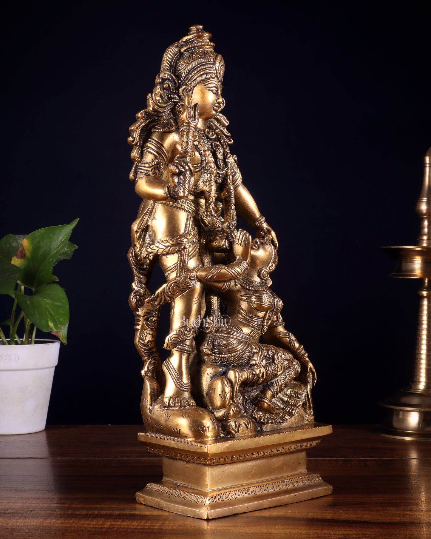 Pure Brass Kamadev and Rati Idol | 13 Inch Height | Vintage Brass Finish