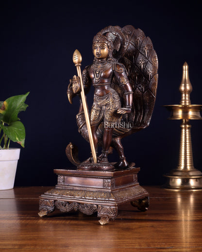 Handcrafted Lord Murgan Brass Idol - 12" Chola Finish