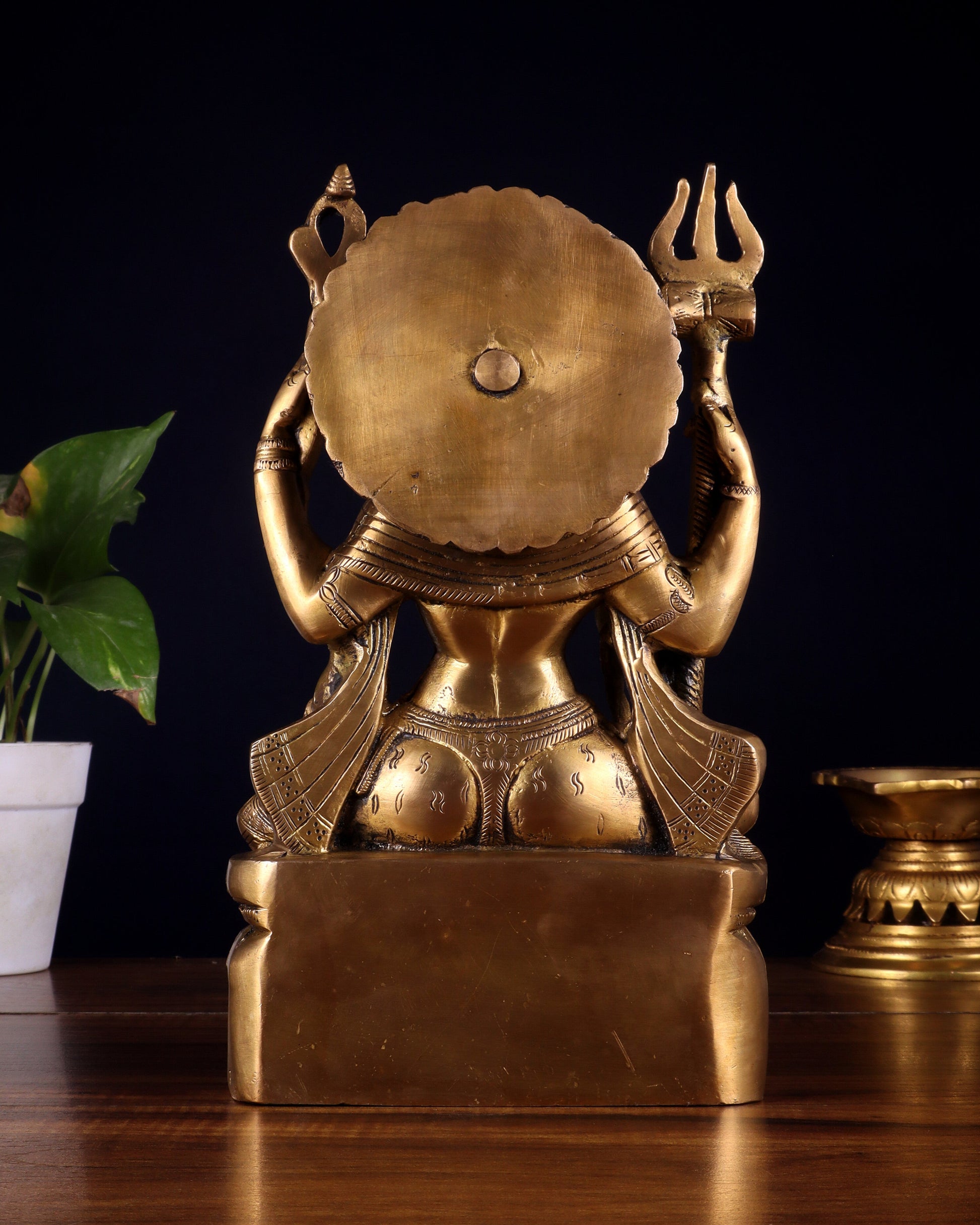 Brass sitting Ardhanarishwara Statue - 9.5 inch