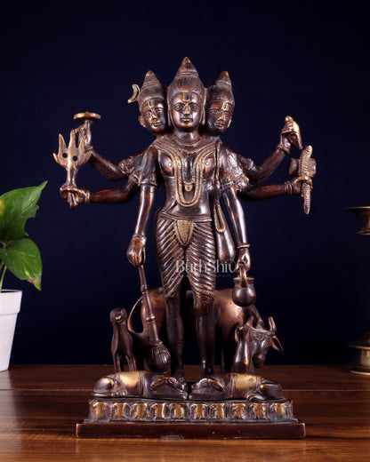 Handcrafted Brass Dattatreya Idol  - 12.5 Inch