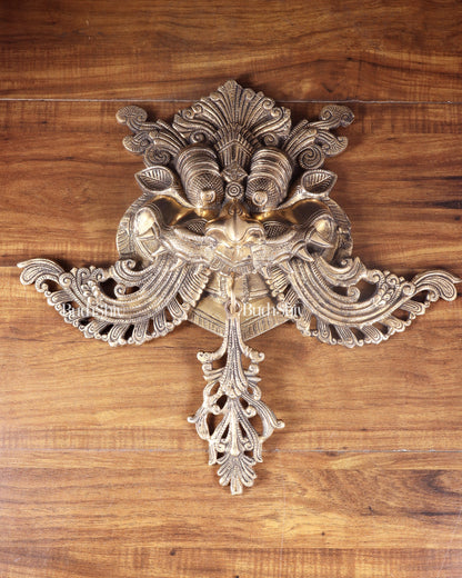 Brass Superfine Large Yali wall hanging Dragon face Nazarbattu 18" antique tone