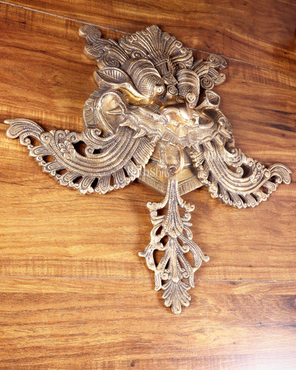 Brass Superfine Large Yali wall hanging Dragon face Nazarbattu 18" antique tone