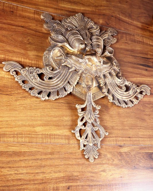 Brass Superfine Large Yali wall hanging Dragon face Nazarbattu 18" antique tone