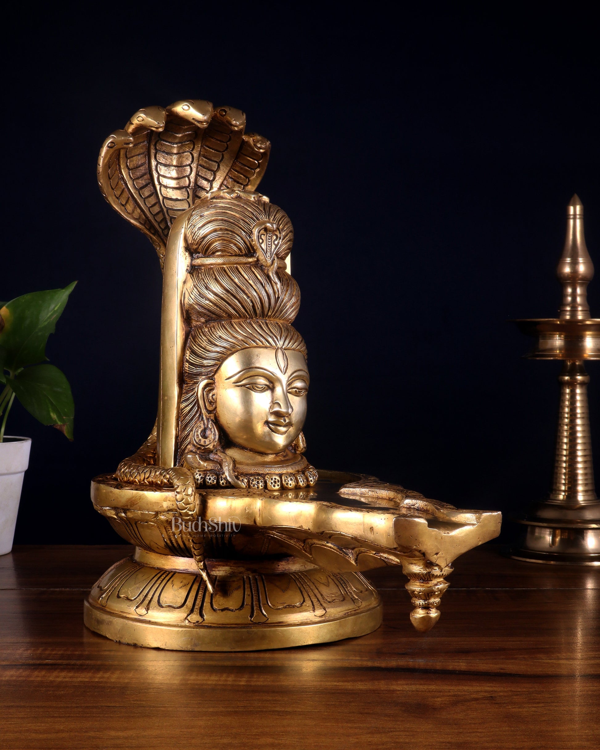 Pure Brass Lord Shiva Mukhalingam Shivling – 12 Inch