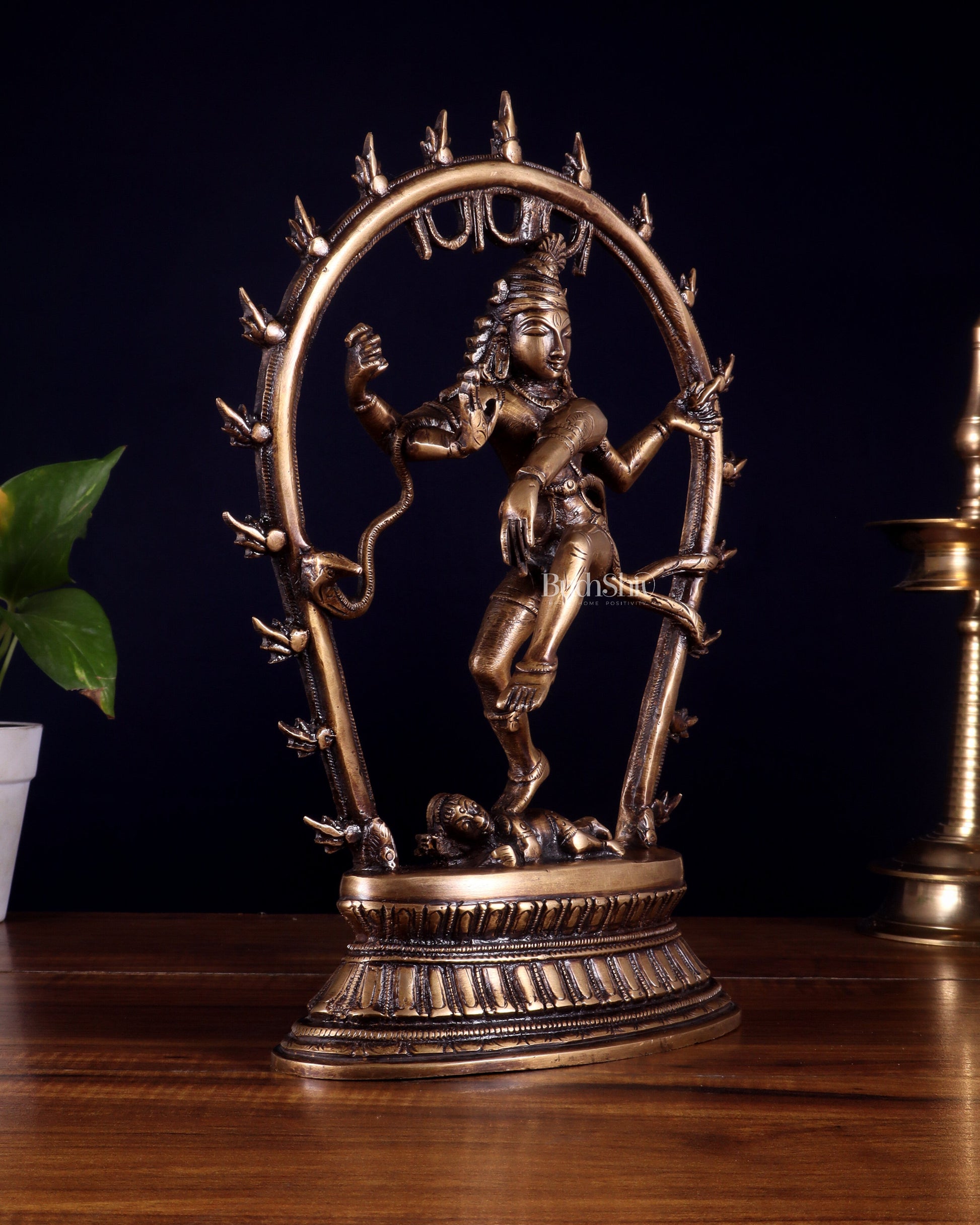 Unique Brass Nataraja Idol with Oval Arch - 12.5"