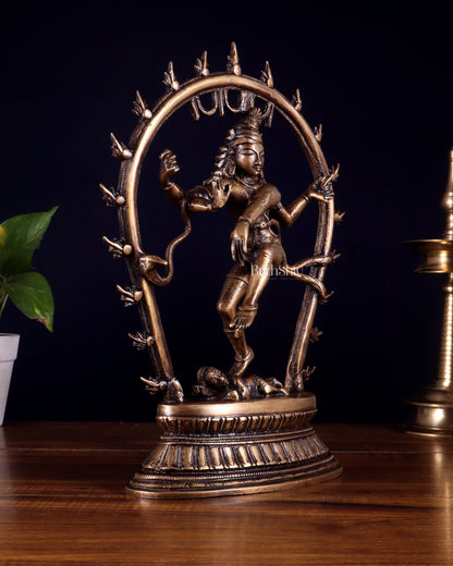 Unique Brass Nataraja Idol with Oval Arch - 12.5"