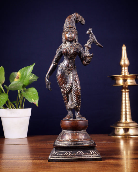 Pure Brass Goda devi Andal with Parrot Idol 12"