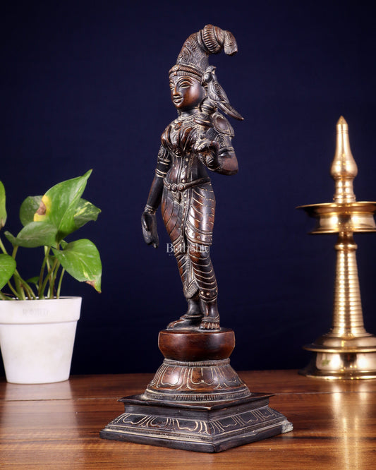 Pure Brass Goda devi Andal with Parrot Idol 12"