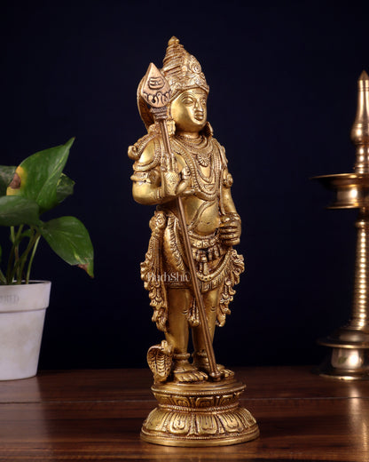 Pure Brass Lord Bala Murugan Kartikeya Statue | 11 Inches