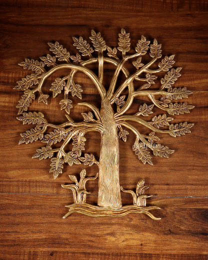Pure Brass Kalpavriksha Tree Wall Hanging – 35 cm (14 inch