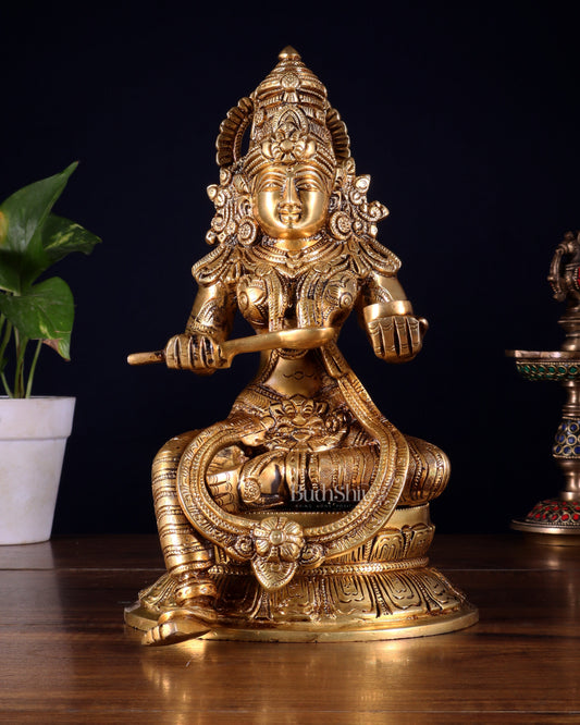Pure Brass Goddess Annapoorna Idol – 10 Inch