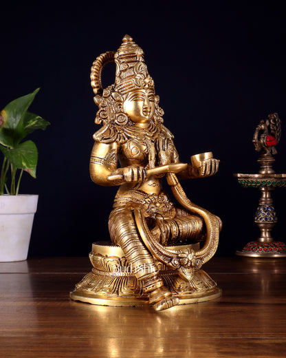 Pure Brass Goddess Annapoorna Idol – 10 Inch