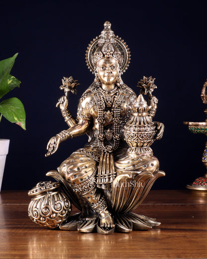 Superfine Brass Ganesh Lakshmi Saraswati Idol Set – 10 Inch