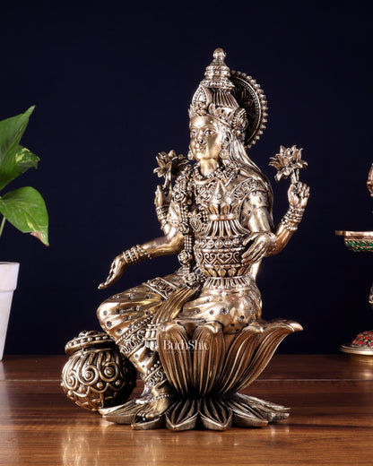 Pure Brass Superfine Dhan Lakshmi Idol – 10 Inch | Intricately Handcrafted