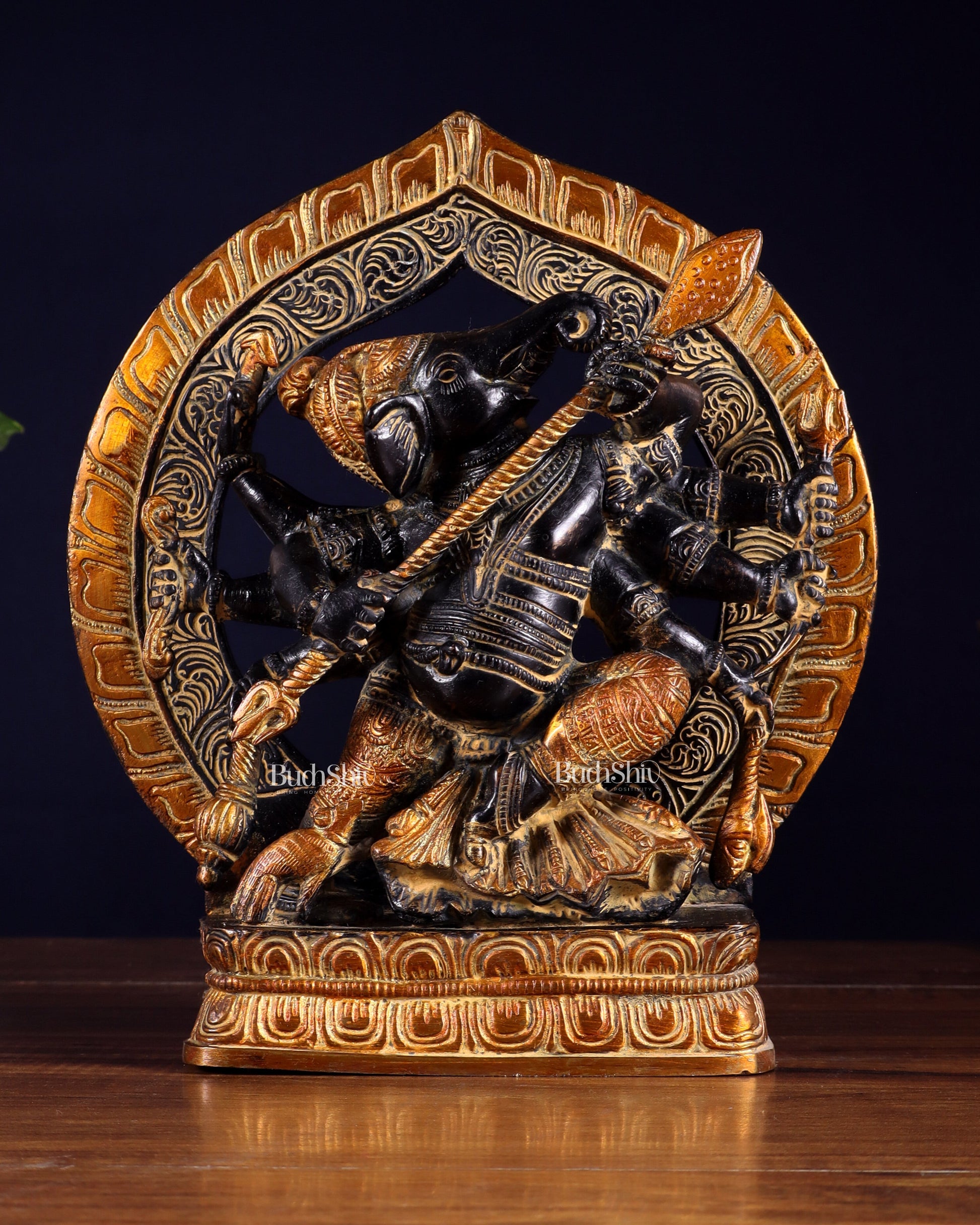 Brass Lord Ganesha Statue with eight Arms 9 inch