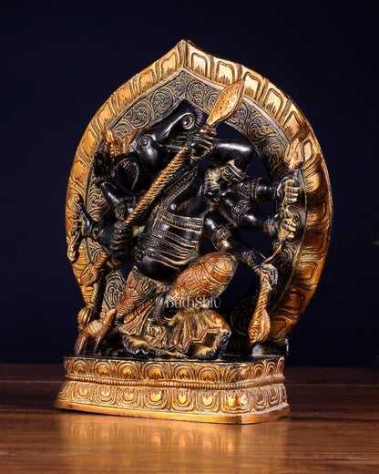 Brass Lord Ganesha Statue with eight Arms 9 inch