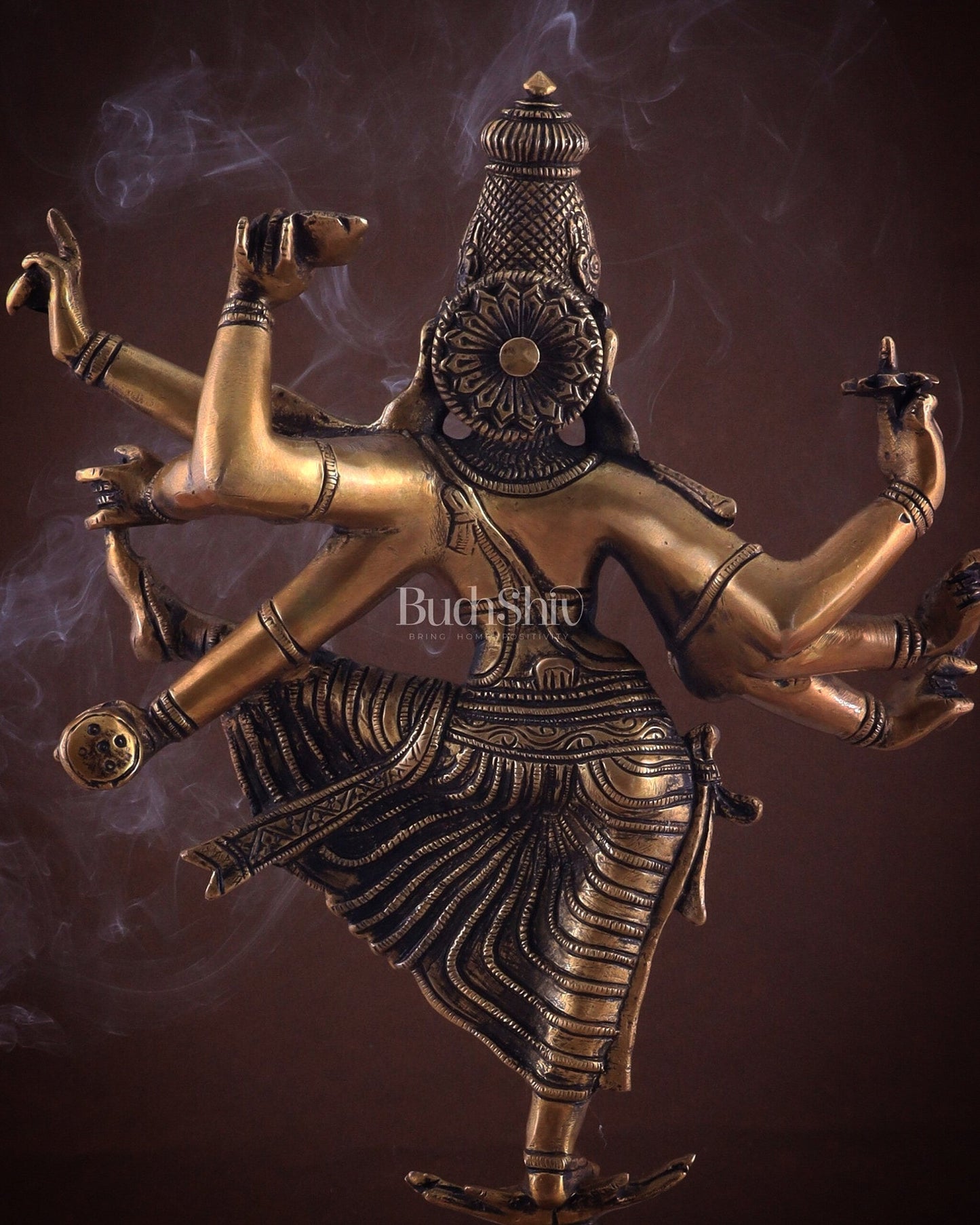 Pure Brass Dancing Vishnu avatar vamana as Thirivikrama with 8 Arms 16 inch