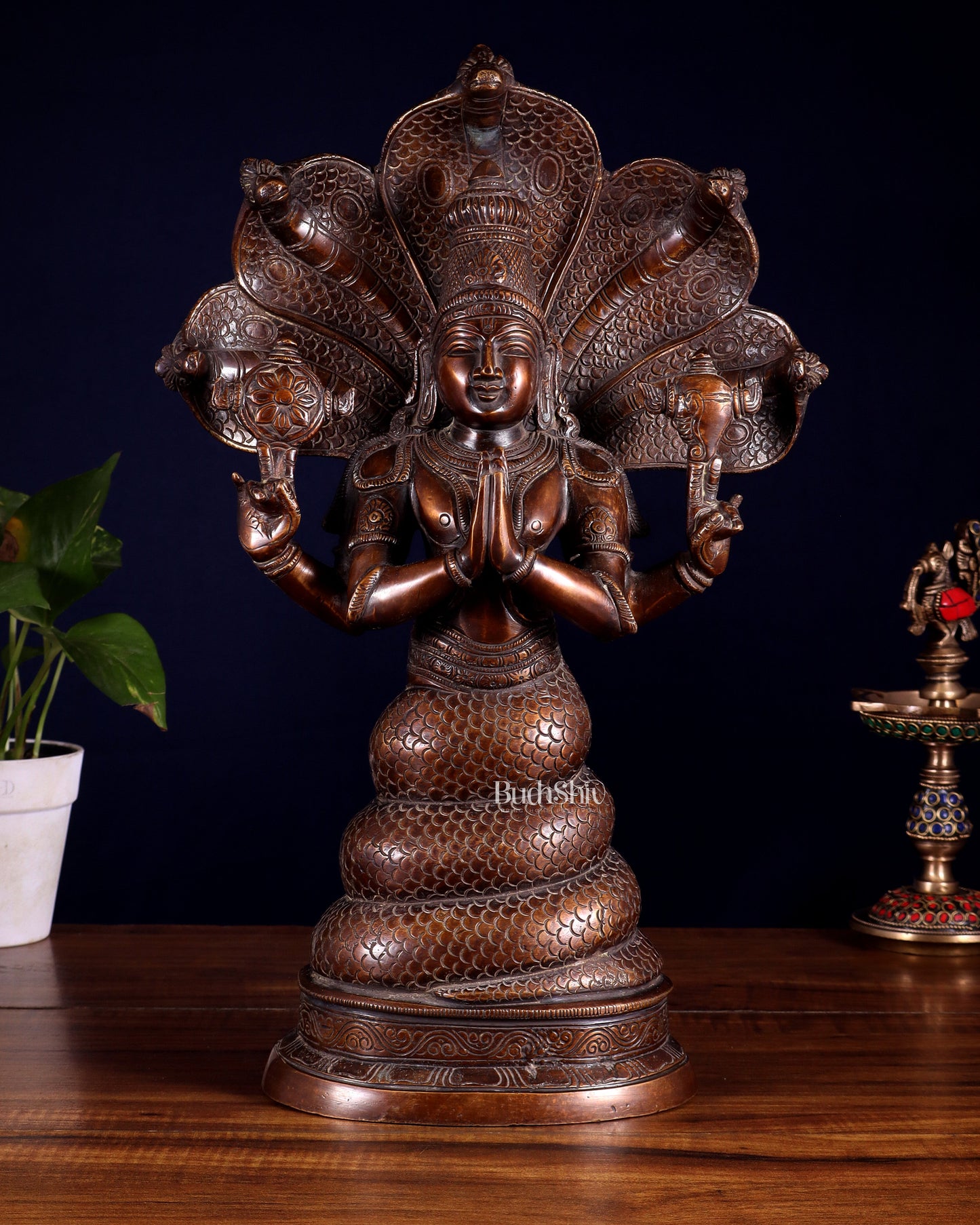 Pure Brass Patanjali Statue 15" antique brown tone