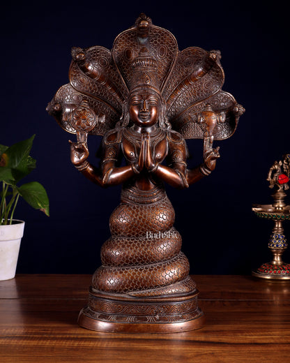 Pure Brass Patanjali Statue 15" antique brown tone