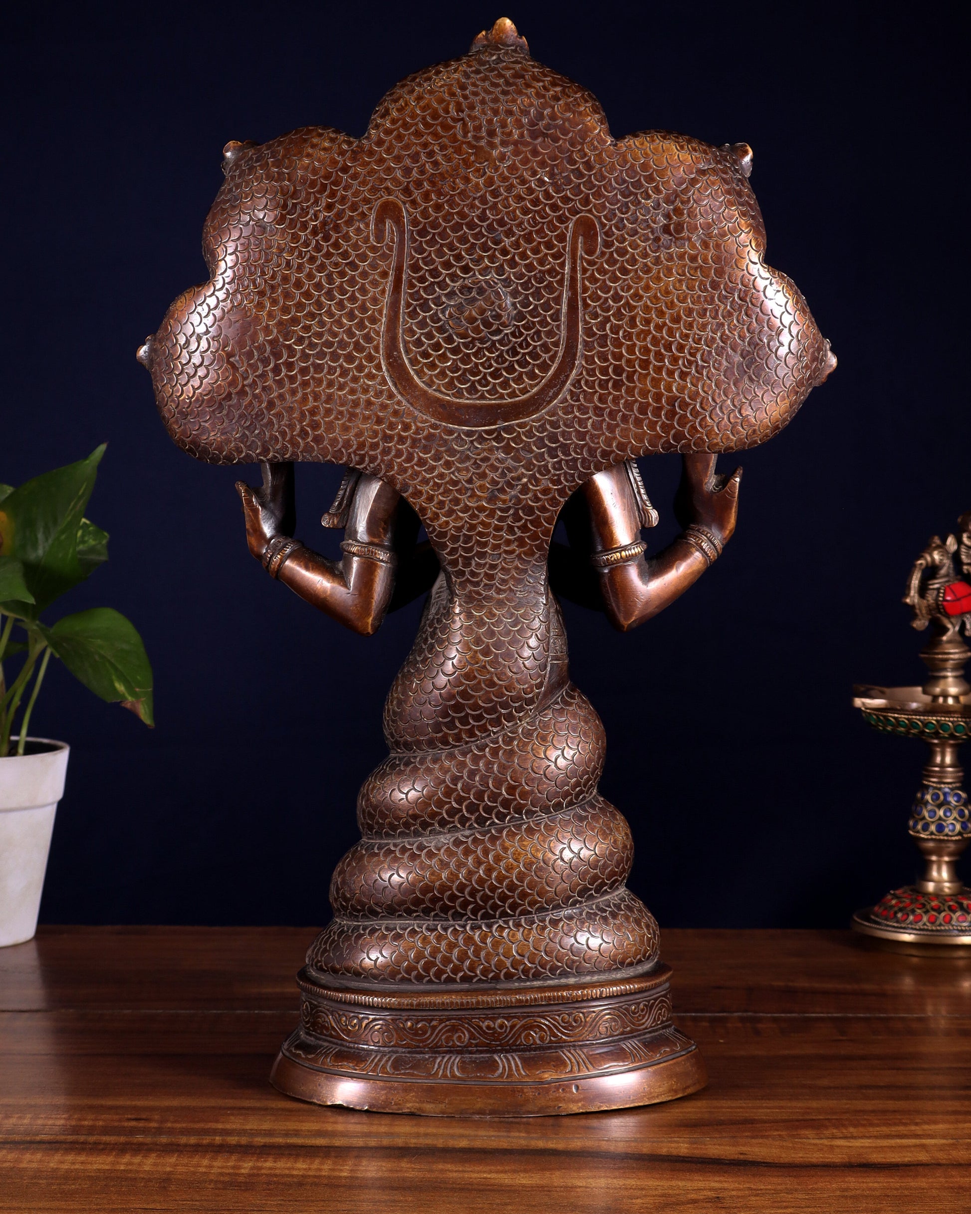 Pure Brass Patanjali Statue 15" antique brown tone