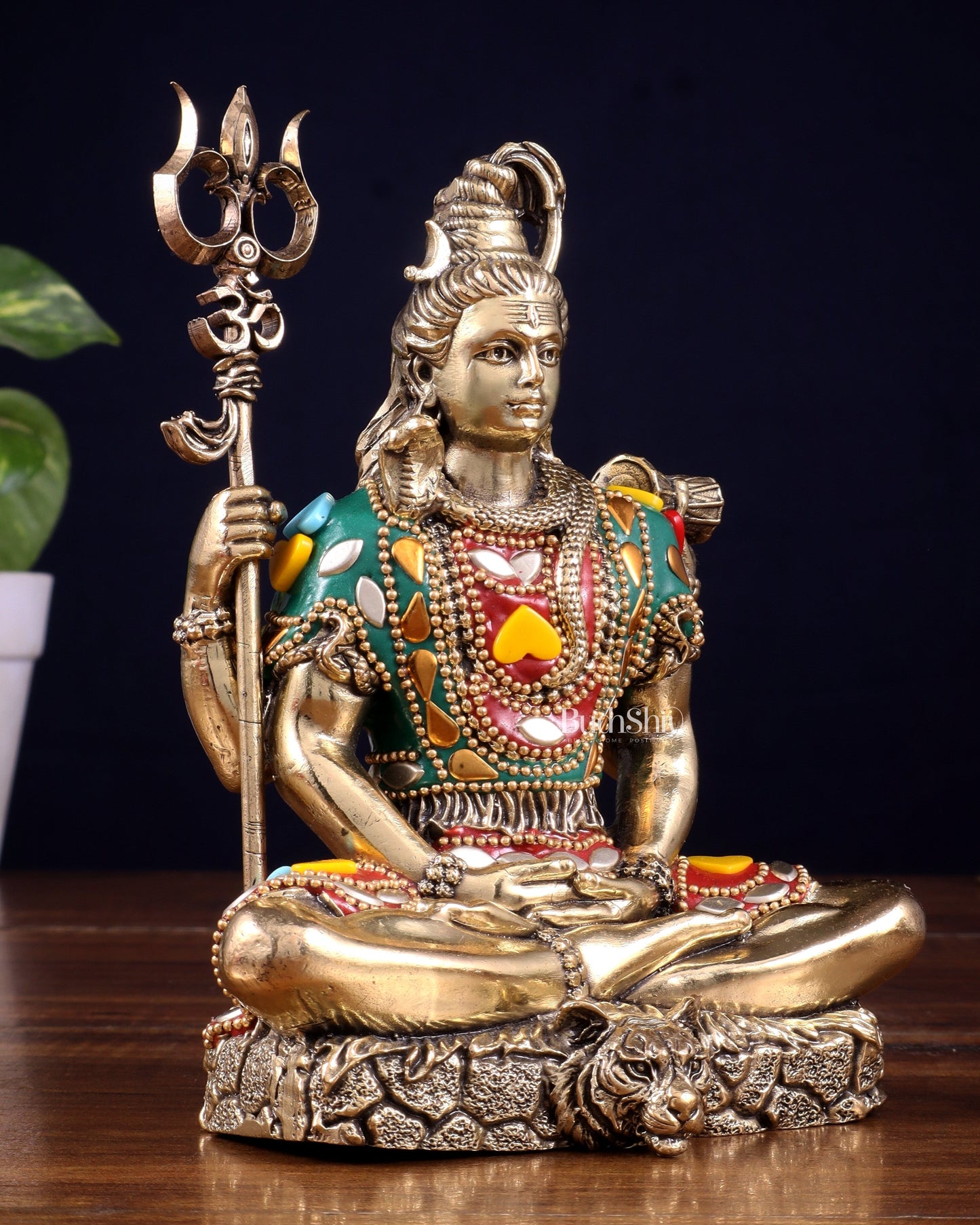 Brass Superfine Lord Shiva Statue – 6 inch with Stonework