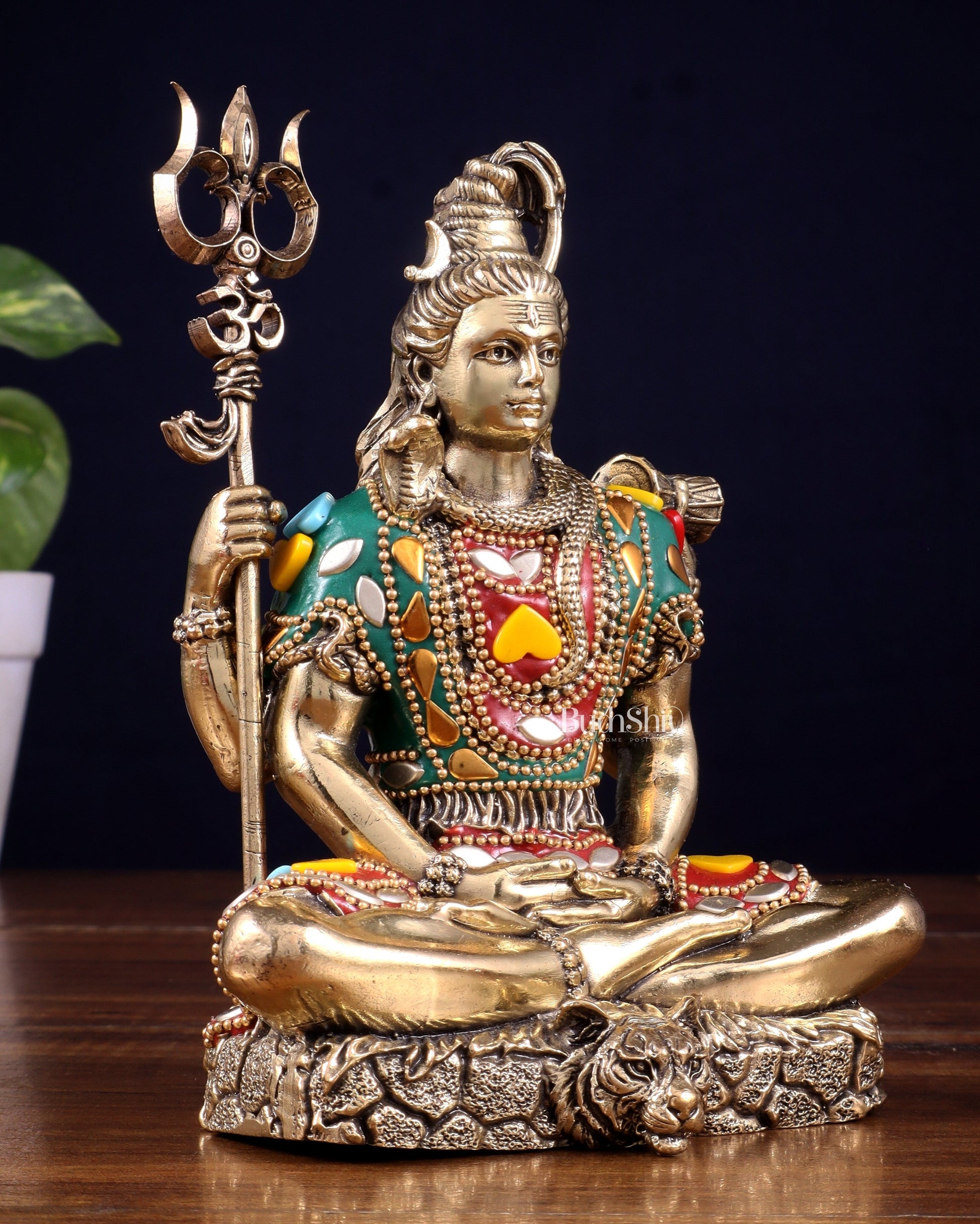 Brass Superfine Lord Shiva Statue – 6 inch with Stonework
