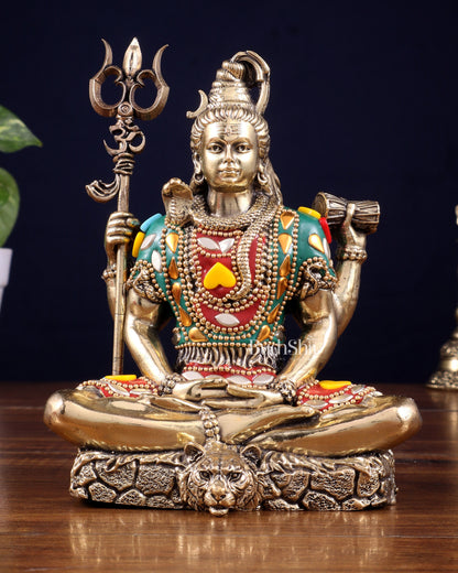 Brass Superfine Lord Shiva Statue – 6 inch with Stonework
