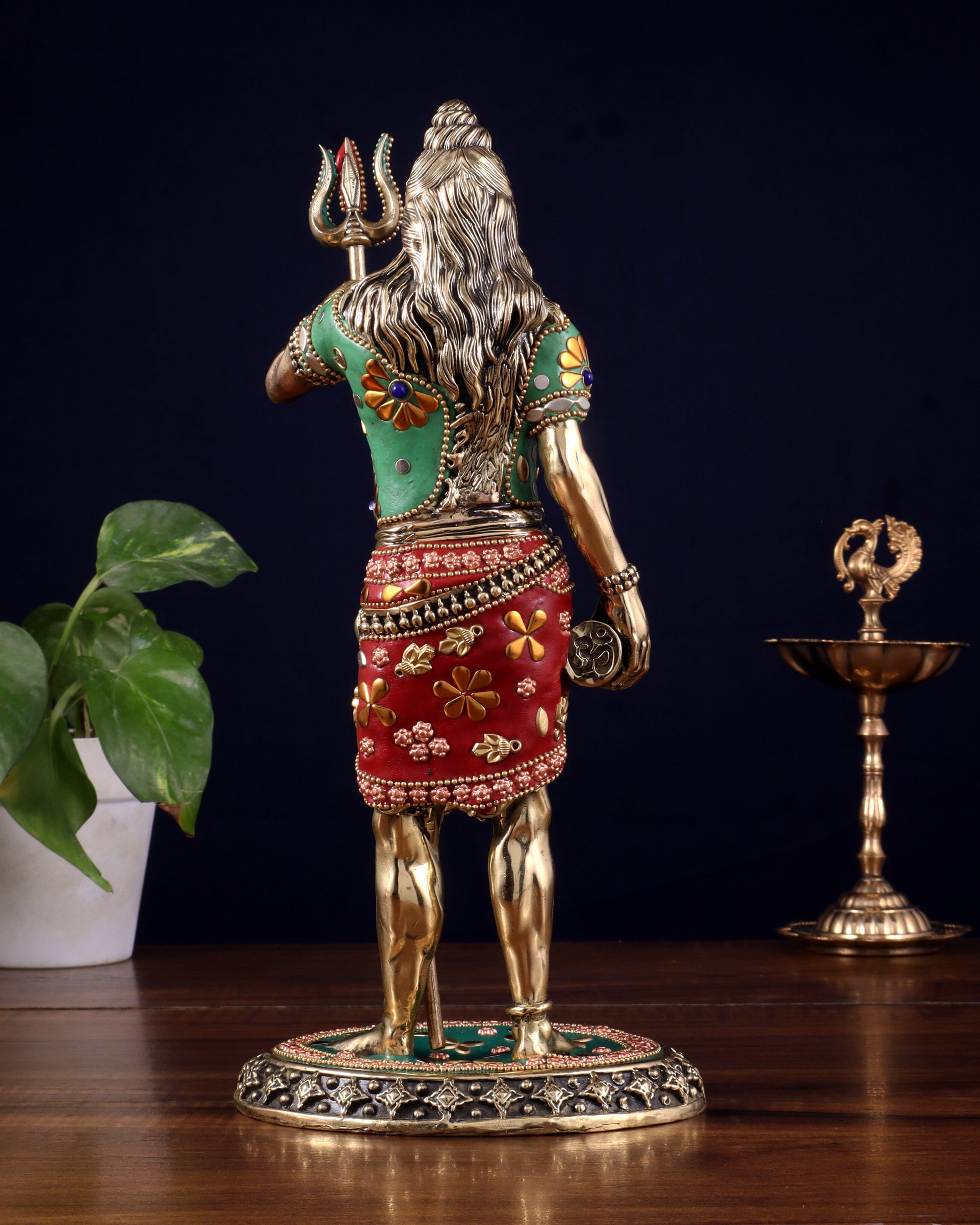 Brass Superfine Standing Lord Shiva Idol stonework 11"