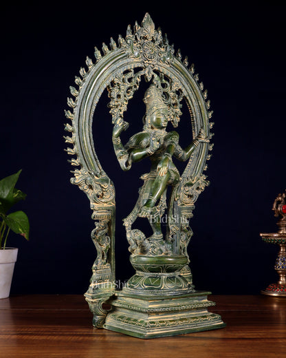 Brass Nataraja statue Green patina - 18" Height