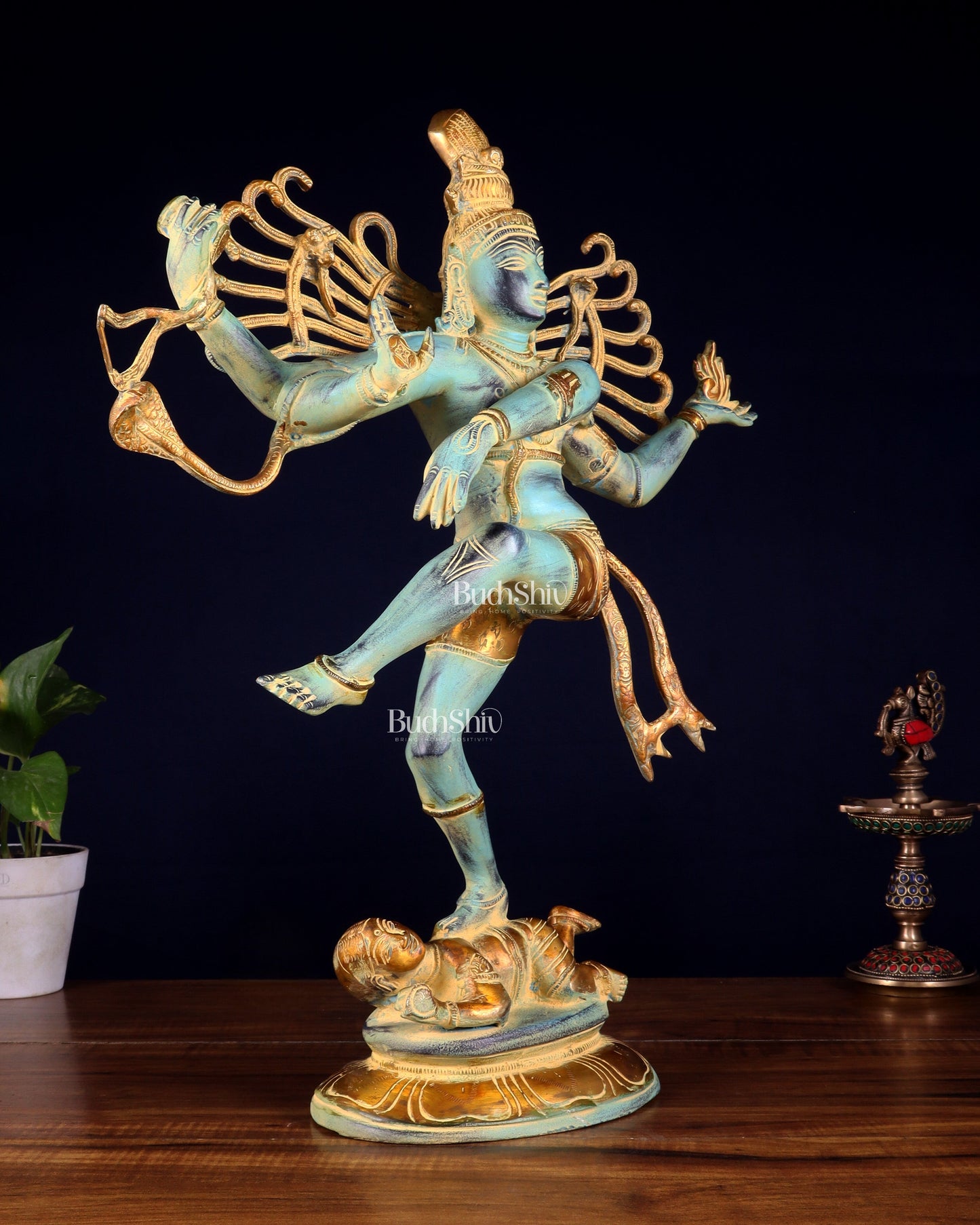 Pure Brass Dancing Shiva Nataraja Statue – Blue Patina (19.5 Inch | 7.5 Kg)
